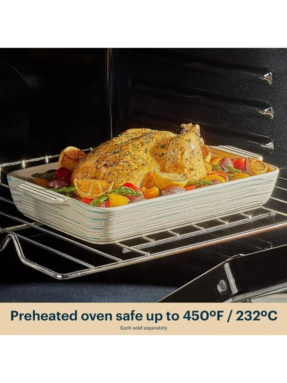 2QT Rectangular Ceramic Baking Dish with Handles - Versatile Casserole Dish